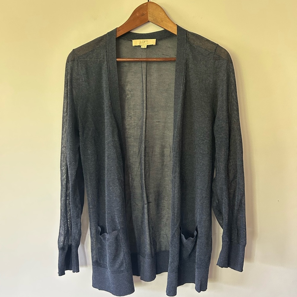 LOFT Sheer Summer Cardigan, GUC, Blue, Size M